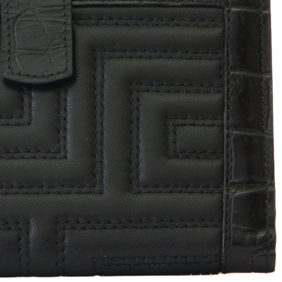 Authentic Versace Genuine Black Leather Trifold Wallet with Medusa Medallion - Picture 5 of 12